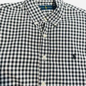 POLO Ralph Lauren short sleeve shirt Size L Black & White Gingham Style Print